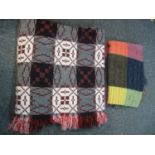 Traditional Welsh woollen blanket and a 'Welsh Curlew Weavers of Rhydlewis, Cardiganshire' woollen