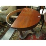 Pair of Victorian mahogany demilune washstands or dressing tables on scrolled cabriole front legs,