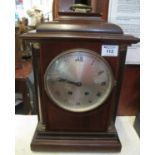 Edwardian, inlaid mahogany two-train bracket clock in Georgian style with stepped top hanging