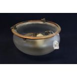 Art deco design frosted glass hanging ceiling light shade with copper finish mounts. (B.P. 21% +