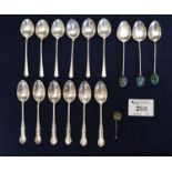 A collection of assorted silver coffee spoons various, some with hard stone terminals. 3.5 oz troy