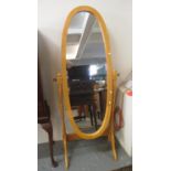 Modern beech framed cheval type bedroom mirror .(B.P. 21% + VAT)