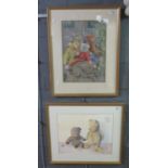 Two nursery pictures: Elizabeth Parr (British 20th century) 'I'm Sure it Won't Hurt', signed,