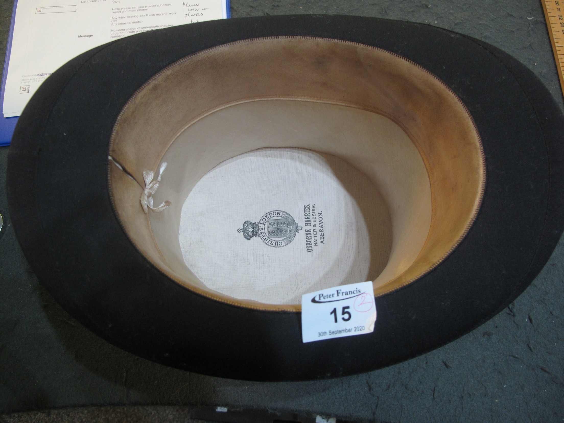 Christys' of London vintage top hat in original card box with printed labels (B.P. 21% + VAT). - Image 2 of 4