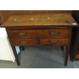 18/19th century oak lowboy having molded top above one long and two small drawers standing on