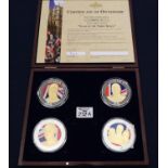 Cased set of Windsor Mint 'Year of the Three Kings' silver and gold plated large medallions, with