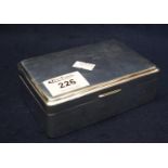 Plain silver cigarette box with hinged cover. Birmingham hallmarks, 13cm across approx. 10.2 troy