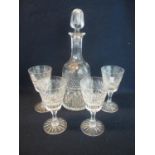 Pair of Brierley cut glass mallet shaped decanters and stoppers, together with a set of eleven