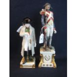 Two Continental porcelain military figurines, one of Lord Nelson, the other a Veteran Imperial Guard