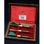 Unusual cased set of silver darts by Unicorn. (B.P. 21% + VAT)