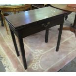 19th Century mahogany folding tea table having single drawer standing on chamfered legs. (B.P. 21% +