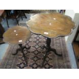 Two similar 19th Century mahogany tripod tables, one a tilt top. (2) (B.P. 21% + VAT) Poor condition