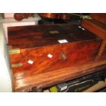 Victorian rosewood brass bound writing slope with fitted interior. 46cm wide approx. (B.P. 21% +