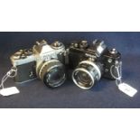 Two Vintage Nikon 35mm SLR cameras with 50mm and 35mm Nikon lenses. (2) (B.P. 21% + VAT)
