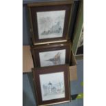 A set of modern architectural prints depicting notable buildings in London. Framed and glazed. (