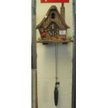 20th Century novelty cuckoo clock decorated with Mickey Mouse and Pluto, probably German. (B.P.