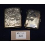 Two small silver cigarette cases of shaped form, engine turned and foliate engraved. Chester and