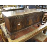 Titchmarsh & Goodwin 17th Century style carved oak coffer or blanket box. (B.P. 21% + VAT)