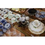 Tray of German blue and white foliate part teaware including trios, together with a tray of Noritake