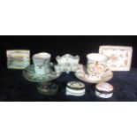 Collection of continental porcelain items to include; Limoges cabinet cup and saucer, Dresden floral
