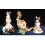 Two Master Craft sculptures of mice with berries, together with a Border Fine Arts study of a