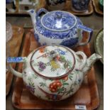 Large Copeland Spodes Italian baluster teapot, together with another large Copeland Spode floral