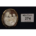 Shell cameo brooch in pinchbeck frame. (B.P. 21% + VAT)