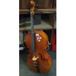 Modern students cello in good condition, unnamed, with bow and plastic case. (B.P. 21% + VAT)