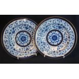 A pair of 19th Century Derby 'Lily' shallow bowls, printed and impressed marks to the base, diameter