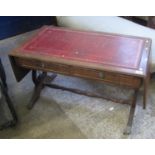 Reproduction mahogany sofa type table with leather inset top. (B.P. 21% + VAT)
