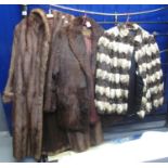 Three vintage fur items to include; a brown fur coat by 'Robert Vandesype', a dark brown fur