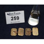 Pair of 9ct gold cufflinks, approx weight 6.4 grams. Silver signet ring. (B.P. 21% + VAT)