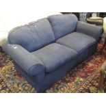 Large modern blue upholstered foliate sofa. (B.P. 21% + VAT)