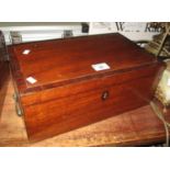 19th Century mahogany cross banded and strung inlaid writing slope with fitted interior. 38cm wide