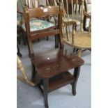 Reproduction stained metamorphic library chair and steps. (B.P. 21% + VAT)