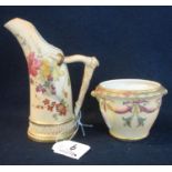 Royal Worcester porcelain blush ivory tusk jug, shape no. 1116, together with a Royal China works