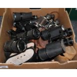 Box of assorted vintage binoculars and other items to include; Prinz 10 x 50, Technar etc. (B.P. 21%