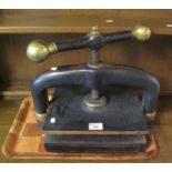 Victorian cast iron and brass book press. (B.P. 21% + VAT)