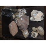 Vintage suitcase, the interior revealing assorted rock specimens, quartz etc. (B.P. 21% + VAT)