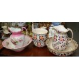 Assorted Staffordshire transfer printed jugs and basins, various. (6) (B.P. 21% + VAT)