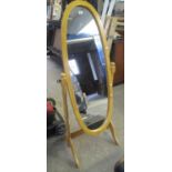 Modern beech framed cheval type bedroom mirror. (B.P. 21% + VAT)