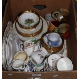 Box of assorted china to include; continental fruit design bowls and plates, other cabinet plates,