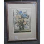 William Colley, still life study of vase of flowers, coloured etching, signed in pencil. 39 x 29cm