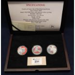 Cased 'The Centenary of the First World War' £5 sterling silver three coin set, Bailiwick of Jersey,