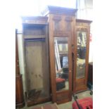 Edwardian carved mahongany break front mirrored three sectional wardrobe. (B.P. 21% + VAT)