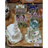 Collection of nine Coalport and Staffordshire buildings including; The American Church and Village