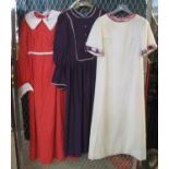 Three vintage 70s maxidresses to include; a purple long sleeve dress by Richard Shops, a short