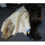 Box of vintage fur items to include; various stoles in different colours and fur types (mink,