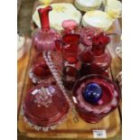 Tray of assorted cranberry glass, various. (B.P. 21% + VAT)