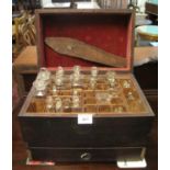 19th Century mahogany cased apothecary cabinet, the interior revealing assorted bottles and other